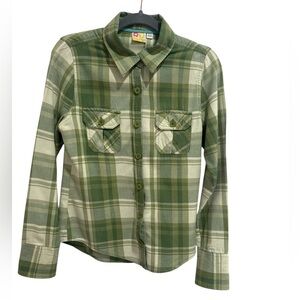 Roxy Green Plaid Button-Up Shirt 100% Cotton Medium